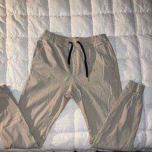 Zanerobe Beige Jogger Pants with Black Drawstring